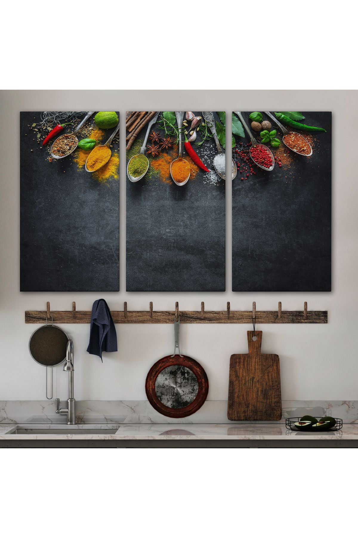 YB HG Mutfak Masasın da  Baharatlar Dekoratif Kanvas Duvar Tablosu-3517