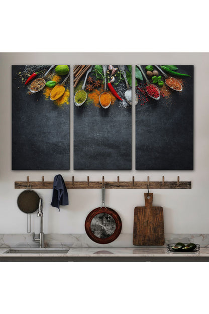 YB HG Mutfak Masasın da  Baharatlar Dekoratif Kanvas Duvar Tablosu-3517