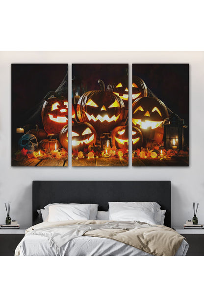 Cadılar Bayramı Korkunç Kabak Kanvas Dekoratif Duvar Tablosu-5203