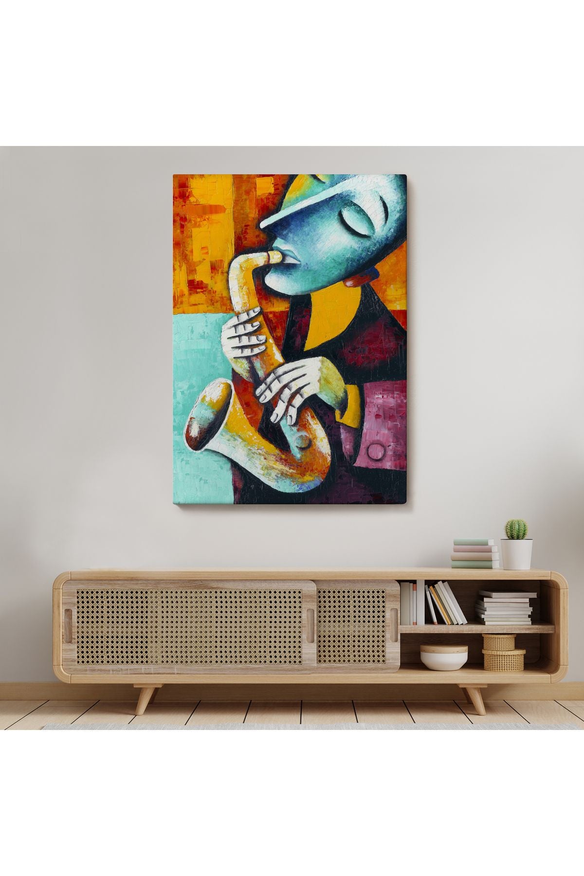 Saksafon Çalan Sürreal Müsizyen Dekoratif Duvar Tablosu-6423