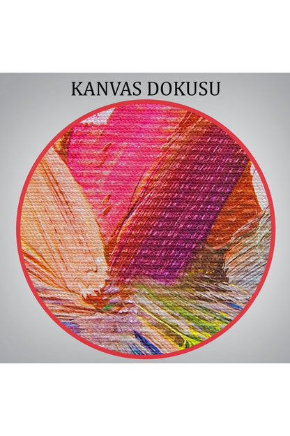 DB Renkli Çiçek Desenli Yağlıboya Görünüm Dekoratif Kanvas Duvar Tablosu-3566