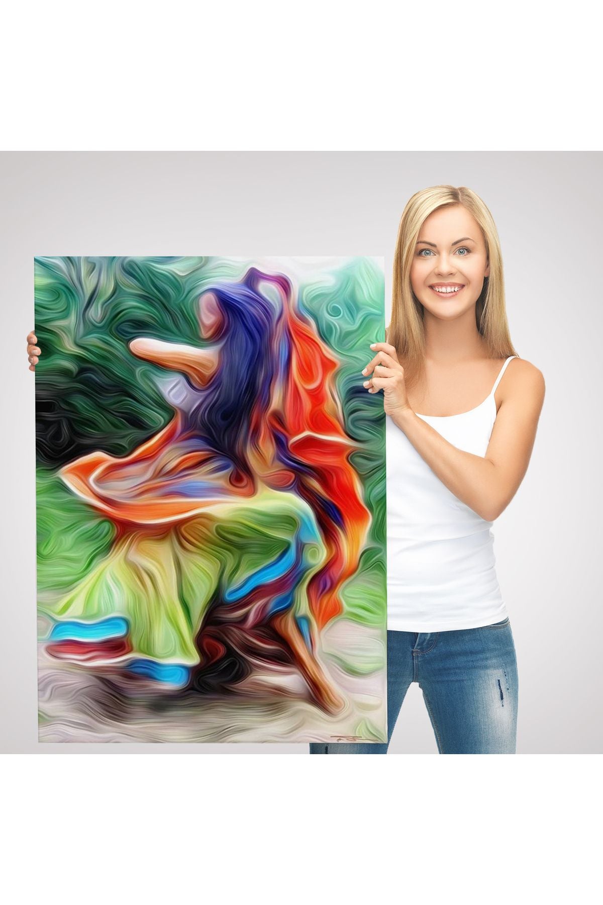 Renkli Kıyafeti İle Samba Yapan Kadın Duvar Tablosu-6083