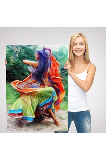 Renkli Kıyafeti İle Samba Yapan Kadın Duvar Tablosu-6083