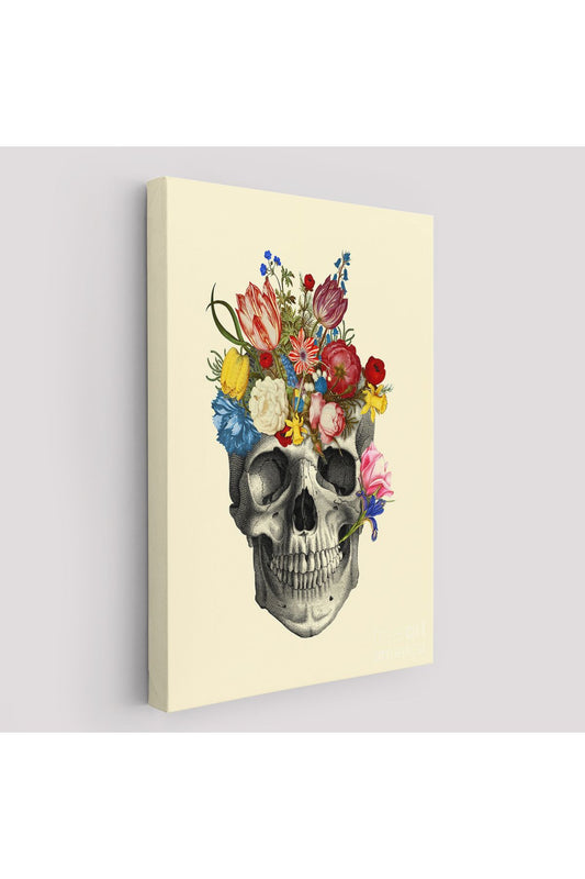 Çiçekli Kafatası Madame Memento Kanvas Tablo, Kafatası Ölülerin Günü Kanvas Tablo-5321