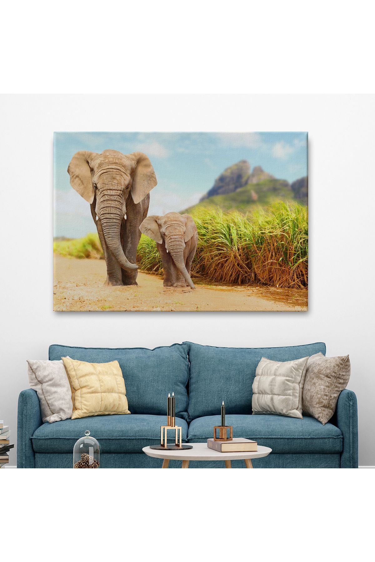Fil ve Yavrusu Dekoratif Kanvas Tablo 1144