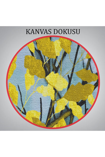 Sarı Yapraklar Soyut Dekoratif Kanvas Tablo-5178