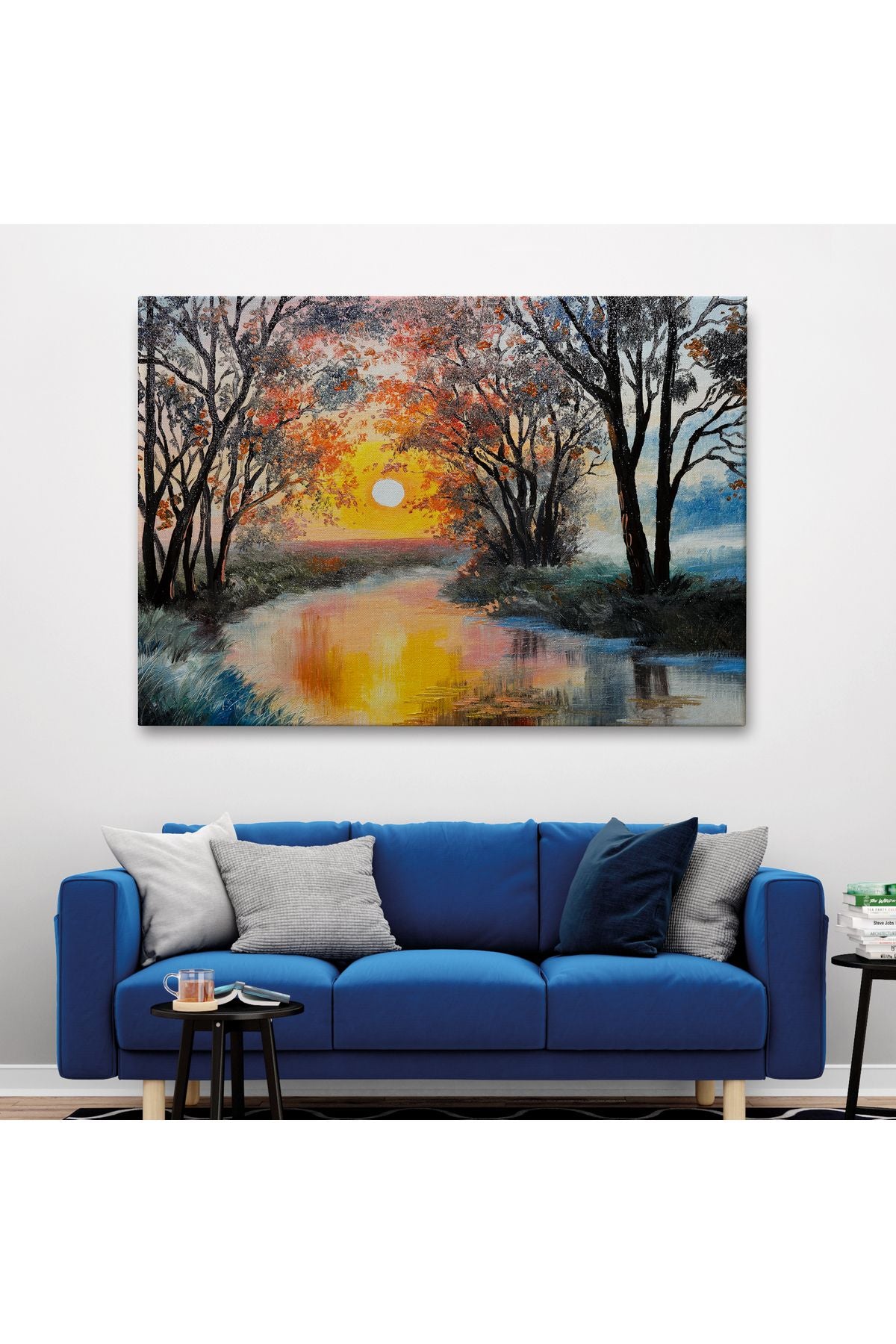 shn st0001 Kış Mevsiminde Karlı Bir Nehir Manzarası Duvar Tablosu-3464