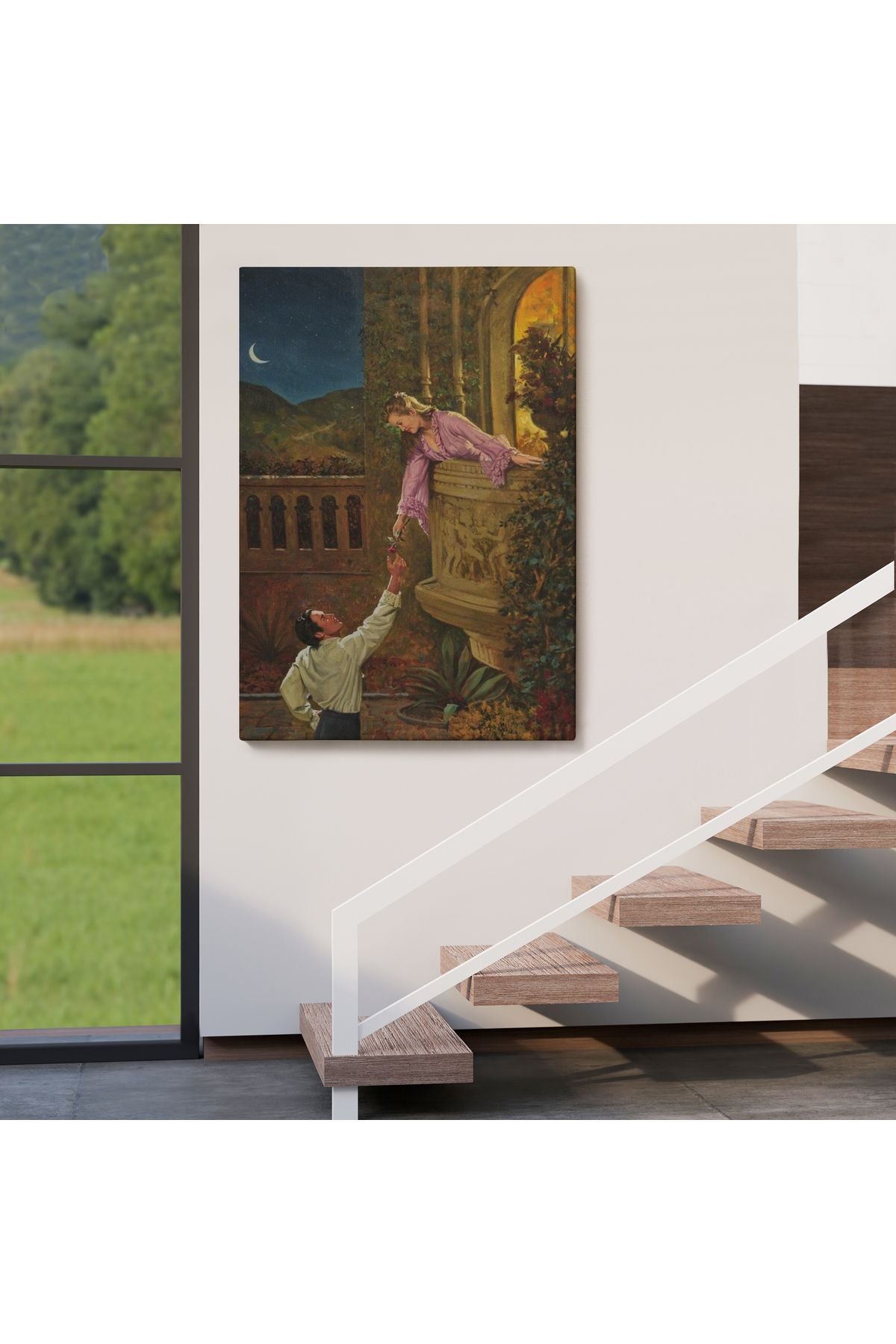 Sevgilisine Çiçek Veren Kadın Duvar Tablosu-6241