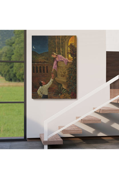 Sevgilisine Çiçek Veren Kadın Duvar Tablosu-6241