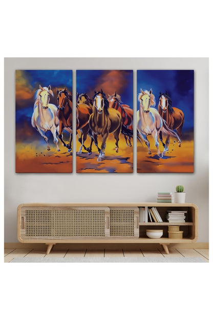 Kanvas, Duvar Tablosu, Dekoratif, Yağlıboya Görünüm Koşan Atlar 3630 EGKNV