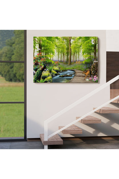 Ormandaki Hayvanlar Dekoratif Kanvas Duvar Tablosu-3713