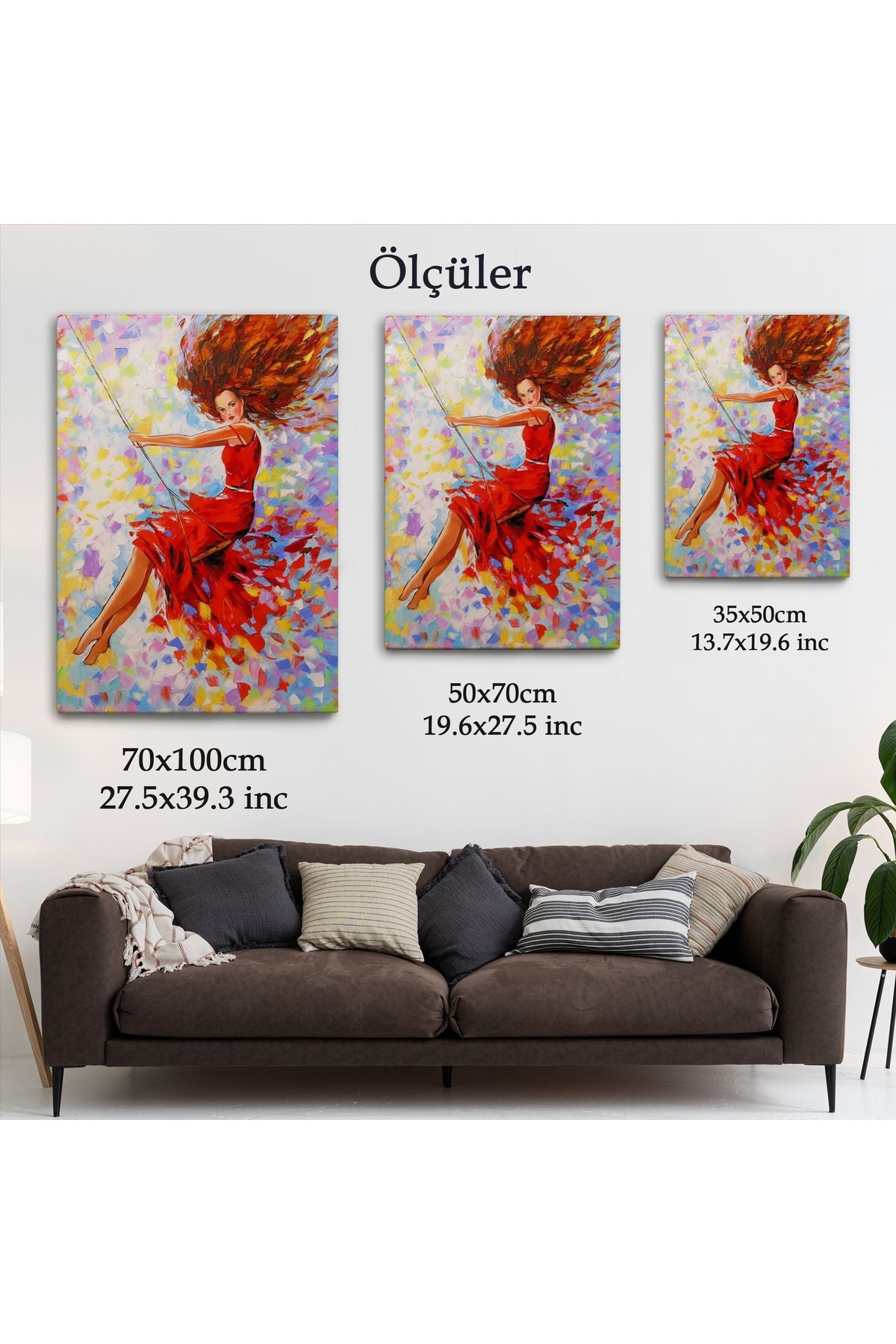 Salıncaktaki Kırmızı Elbiseli Kız Tablosu-6317