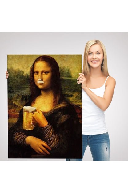 Bira İçme Mona Lisa Kanvas Tablo, Olağandışı Mona Lisa Kanvas Tablo-5219
