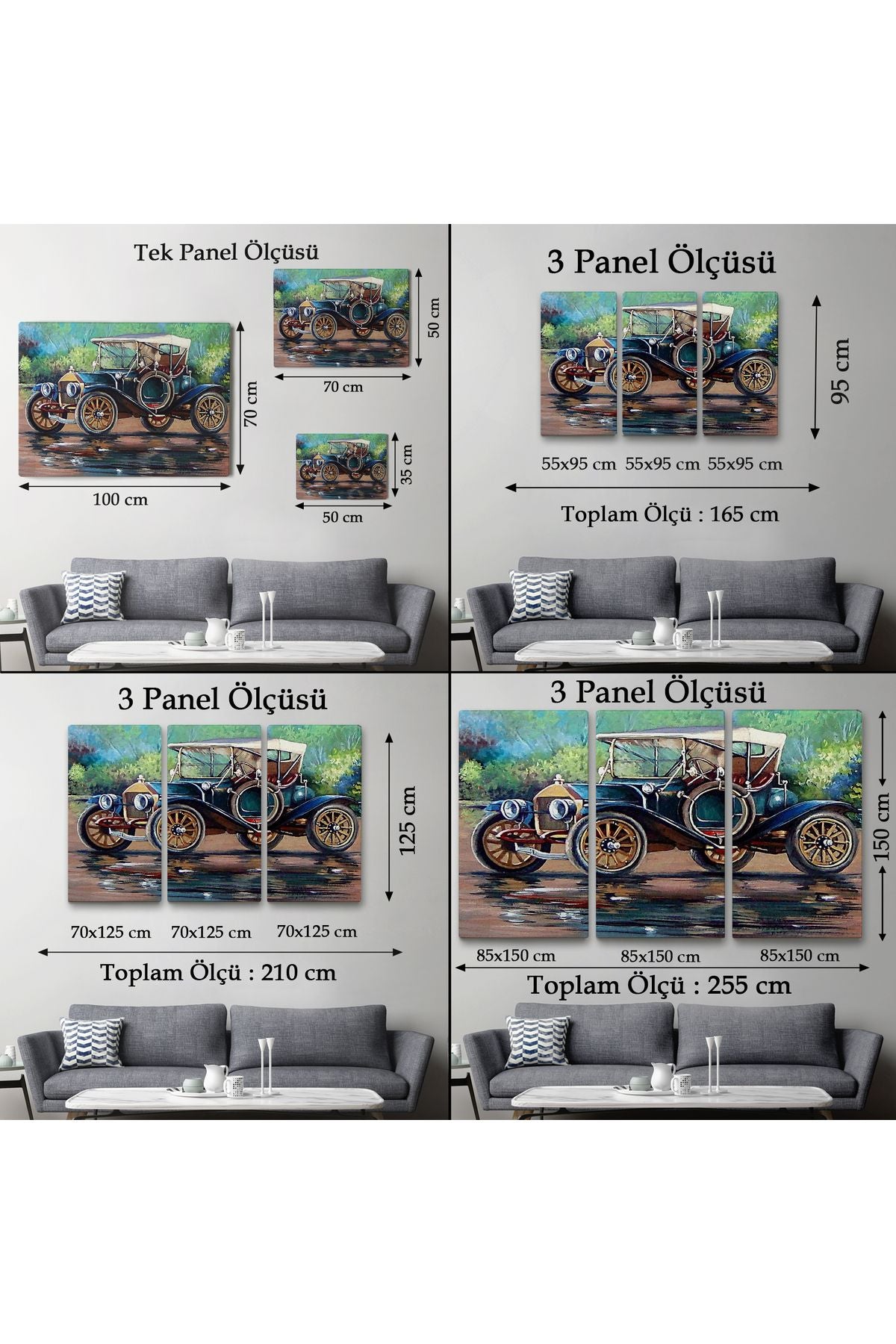 Tshp seri001 Eski Siyah Araba Yağlıboya Görünüm Dekoratif Kanvas Duvar Tablo-3520