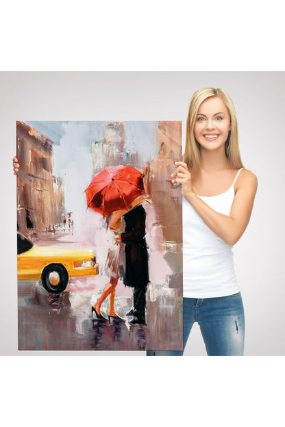 modagos068 Kavuşan Aşıklar Yağlıboya Görünüm Dekoratif Kanvas Duvar Tablosu-5930