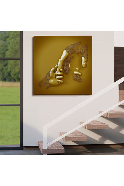 3D Efekt Altın İnsan Kanvas tablo, Altın Duvar Dekoru, Altın Gold Efekt-5365