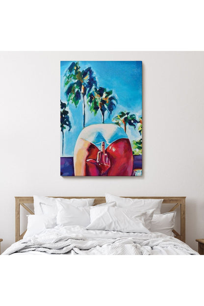 Bacaklarının Arasından Orta Parmak İşareti Yapan Kadın Tablosu-6082