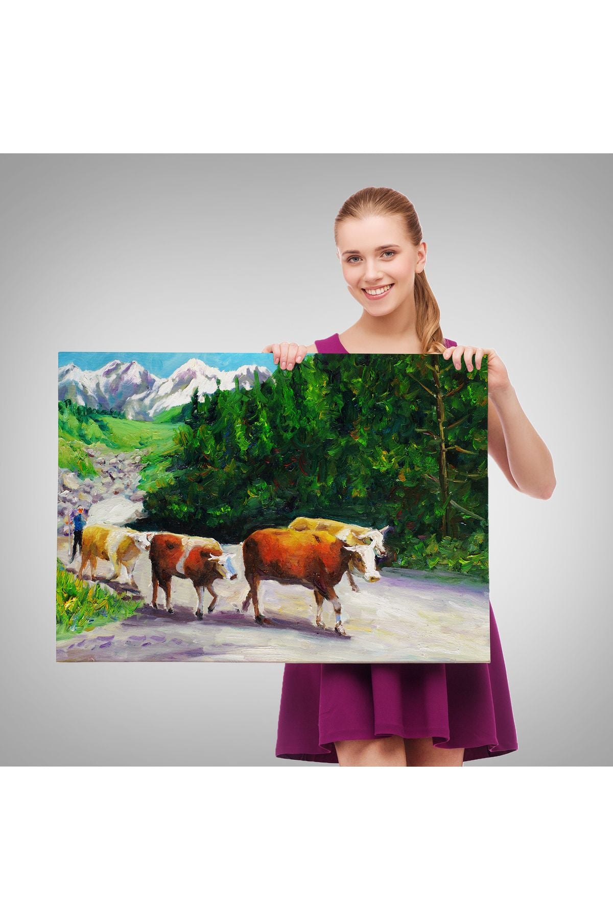 Otlayan Boğa Kanvas Duvar Tablosu-1183