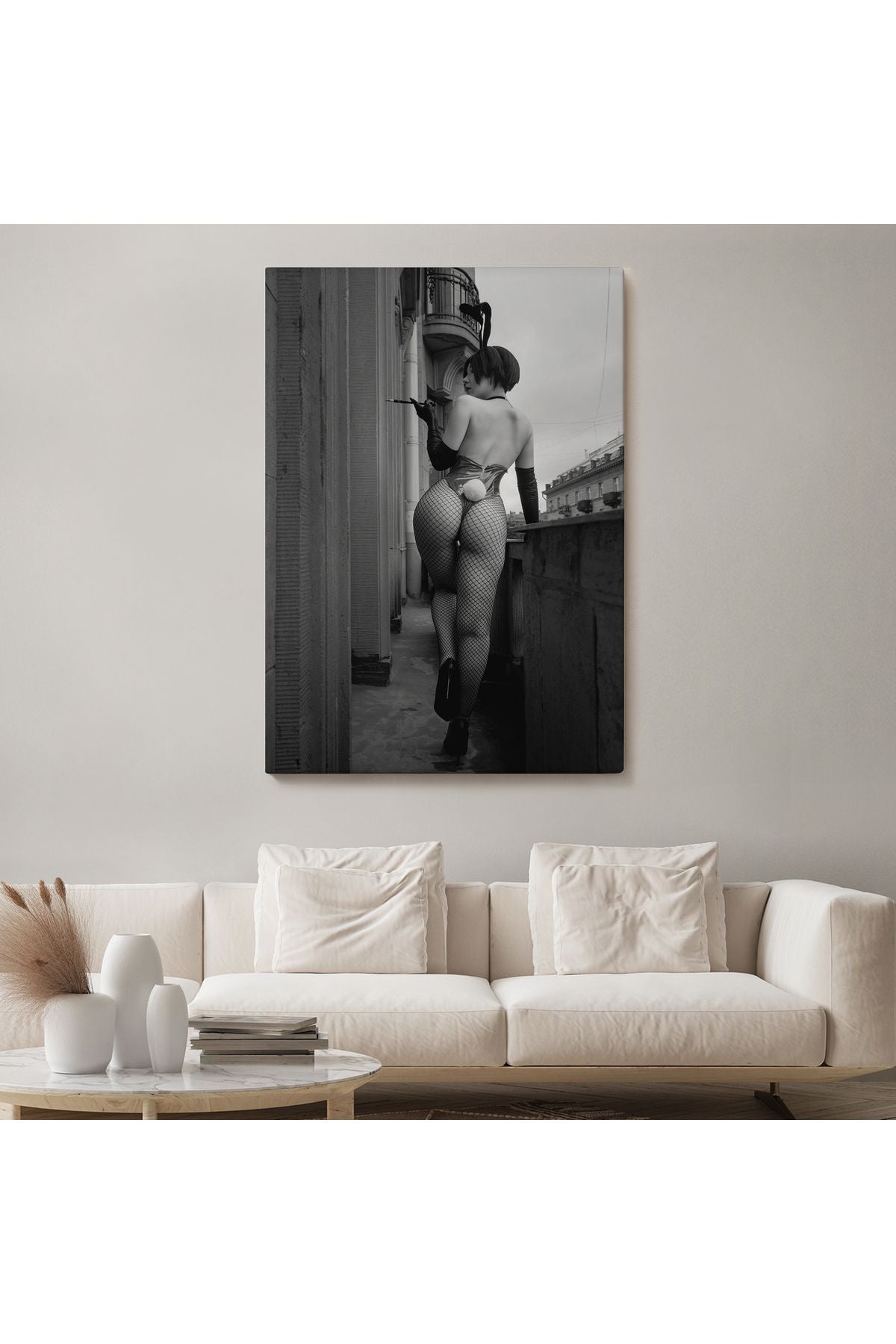 Siyah Beyaz Kadın Duvar Sanatı Erotik Şehvetli Duvar Sanatı Kanvas Tablo-5268B