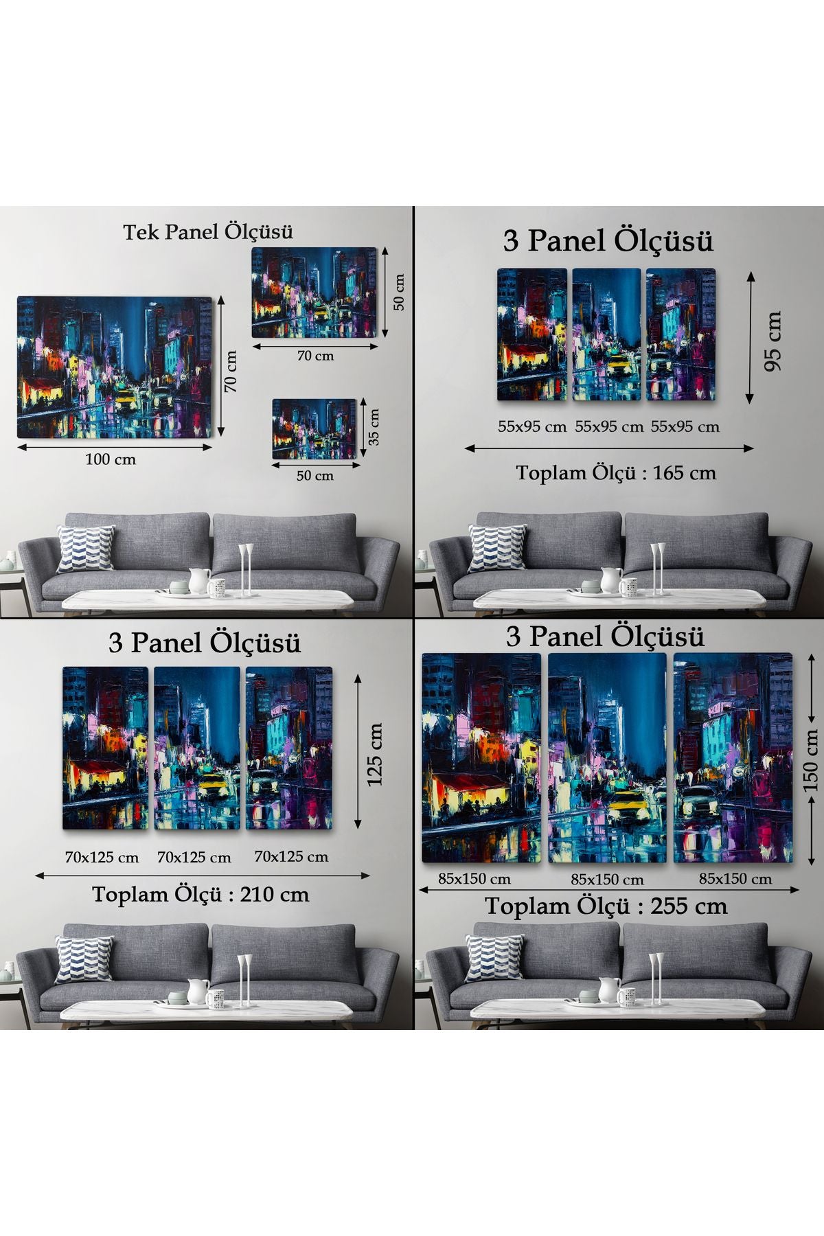 New York Gece Manzarası Yağlıboya Dekoratif Duvar Tablosu-3533