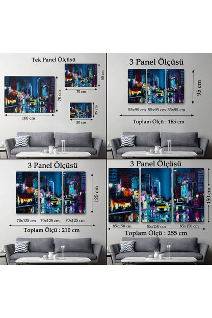 New York Gece Manzarası Yağlıboya Dekoratif Duvar Tablosu-3533