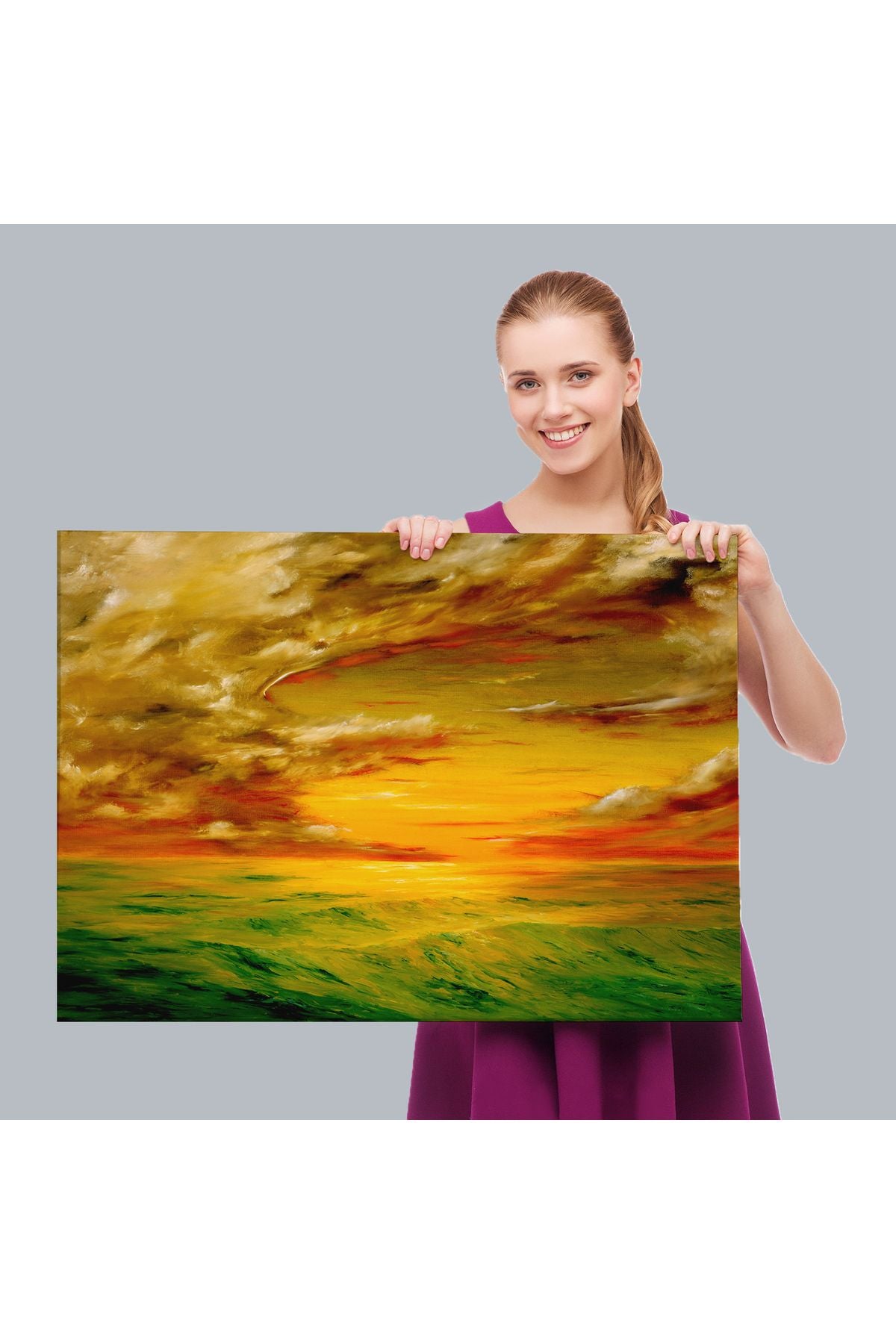 Deniz Manzarası Yağlıboya Görünüm Dekoratif Kanvas Duvar Tablosu-3762