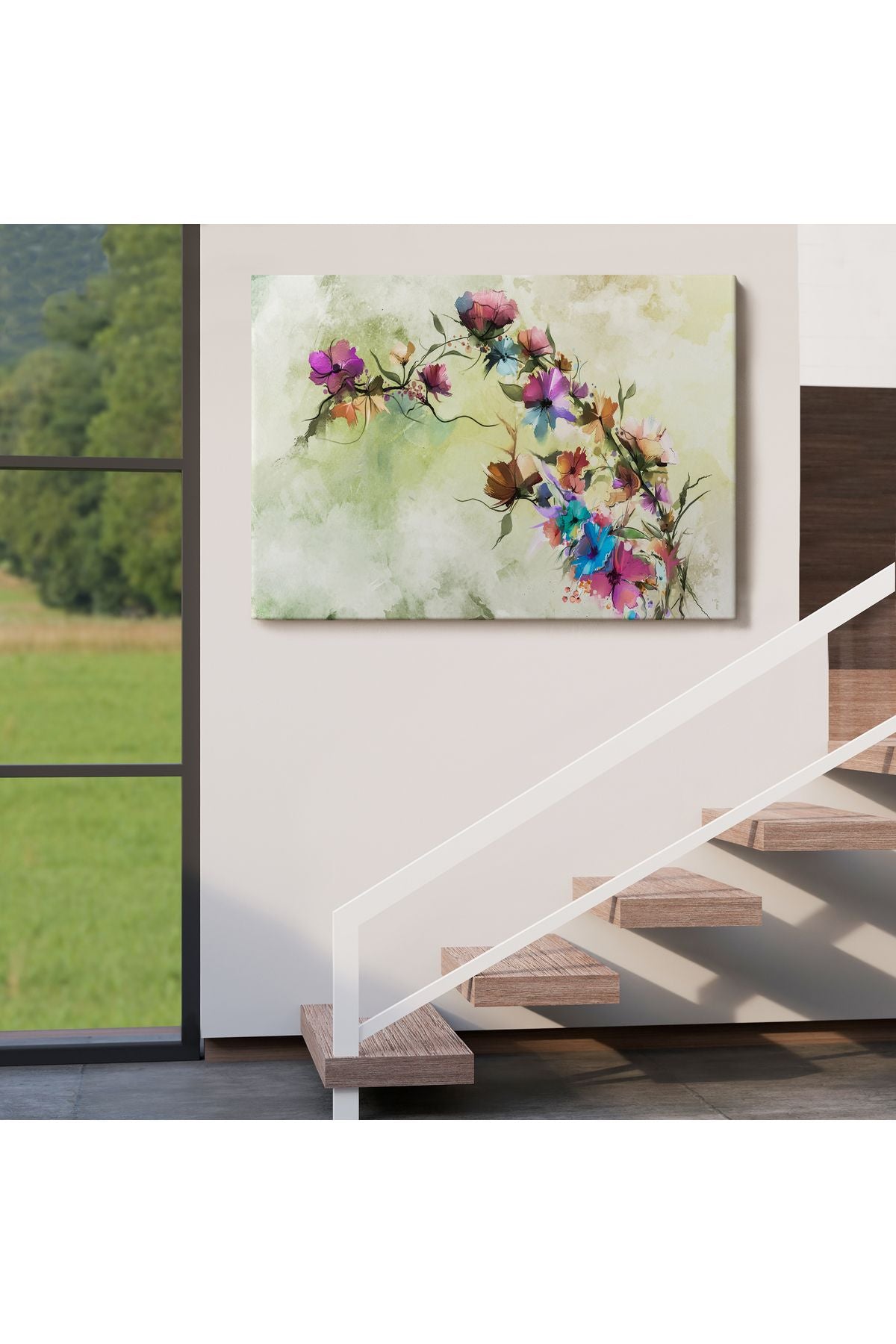 Soyut Bahar Çiçekleri Duvar Tablosu-3649