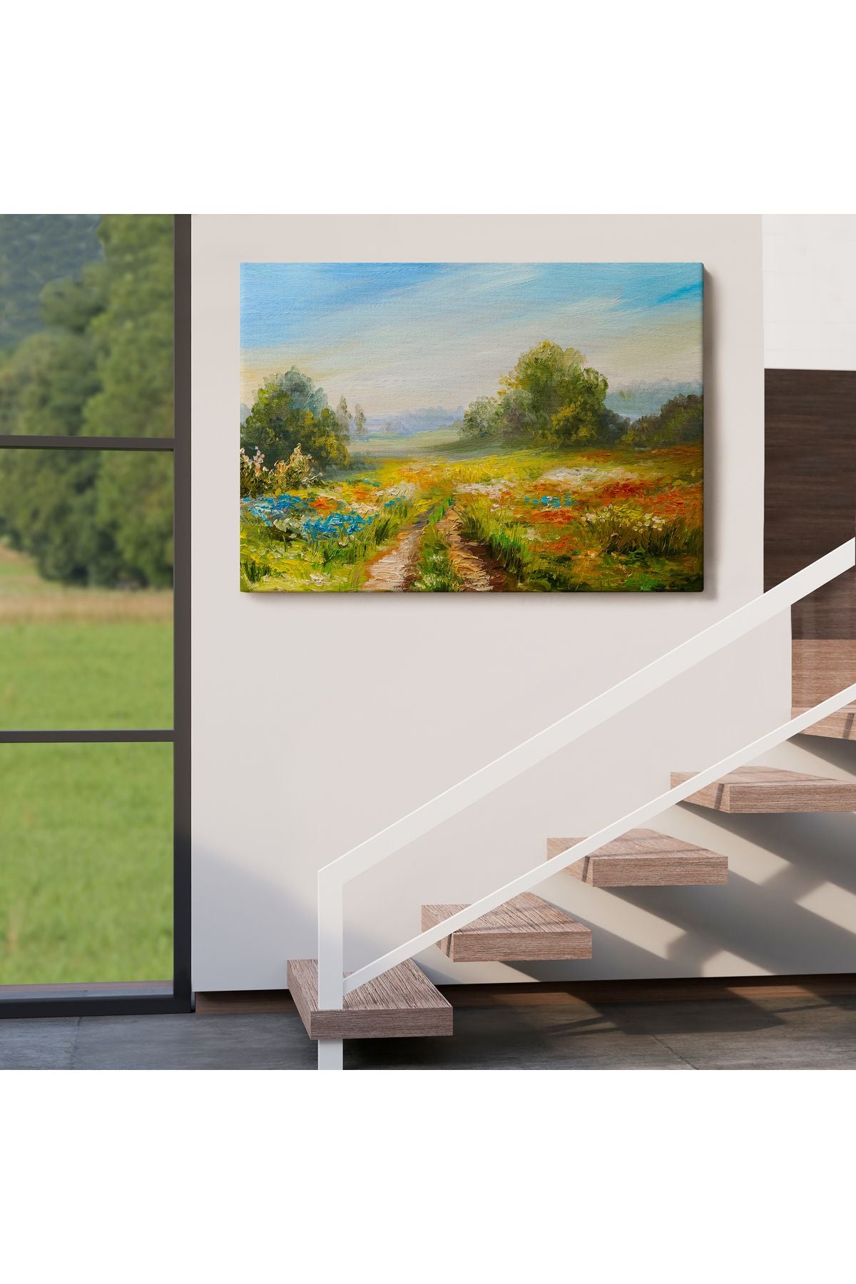 Çiçek Tarlası Yağlıboya Görünümlü Duvar Tablosu-1203