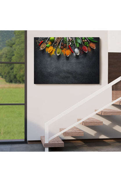YB HG Mutfak Masasın da  Baharatlar Dekoratif Kanvas Duvar Tablosu-3517