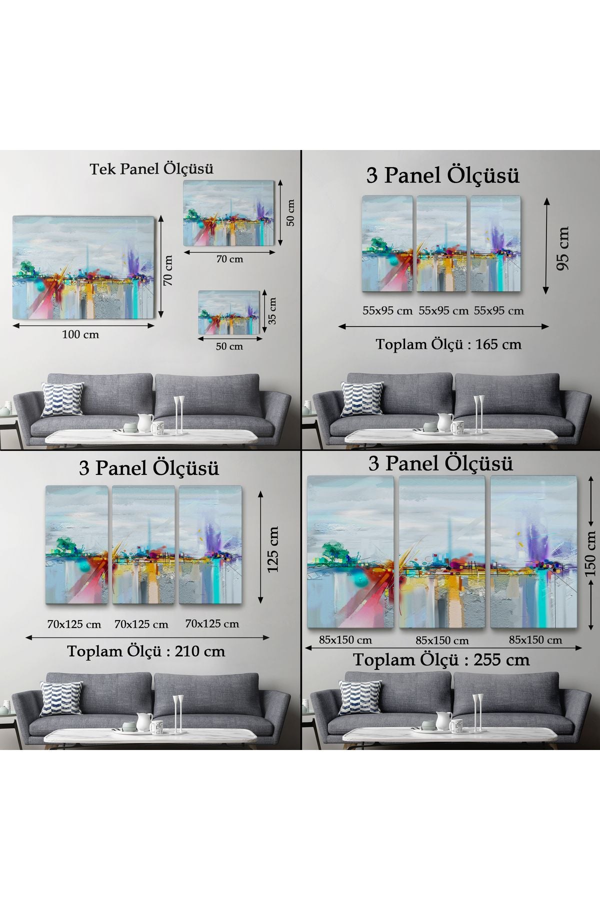 YB Fırça Darbeli Soyut Yağlıboya Görünüm Dekoratif Kanvas Duvar Tablosu-3583