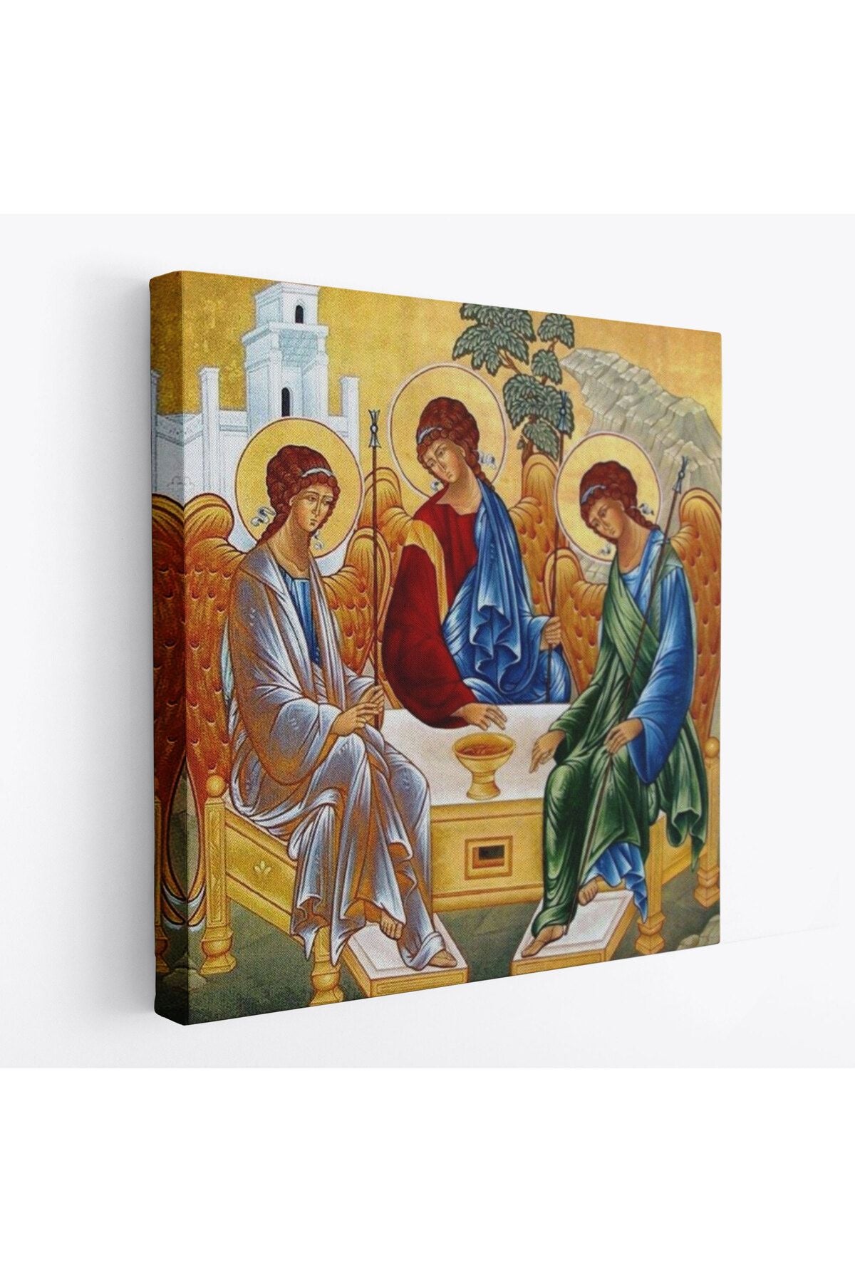 Andrei Rublev Tarafından Kutsal Üçleme Kanvas Tablo, Hristiyan Kilise Hediyesi-5327