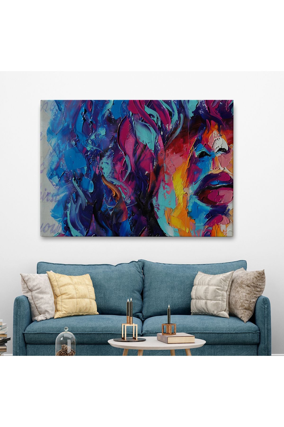 Güzel Kızın Soyut Resmi Yağlıboya Görünüm Dekoratif Kanvas Duvar Tablosu-3755