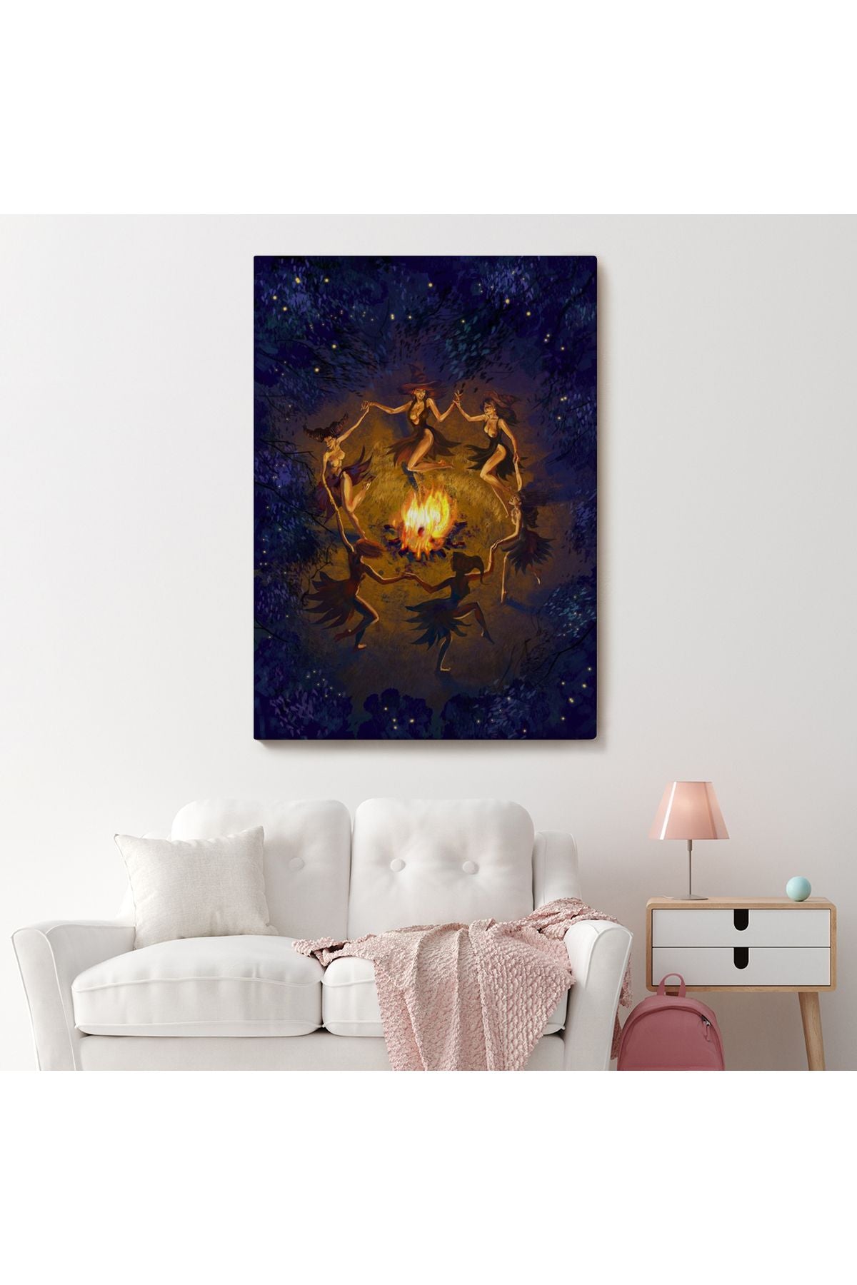 Şabat Ayini Yapan Cadıların Ateş Etrafındaki Dans Tablosu-6354