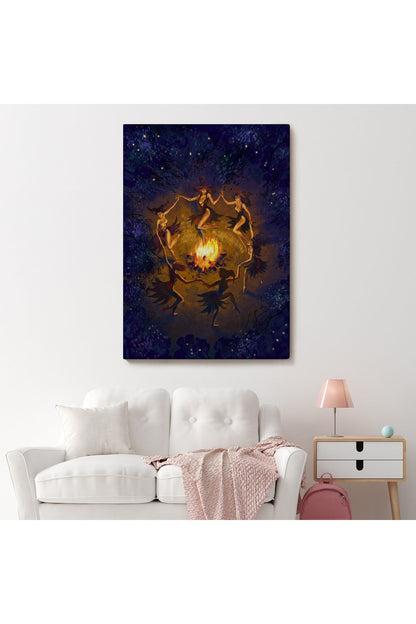 Şabat Ayini Yapan Cadıların Ateş Etrafındaki Dans Tablosu-6354