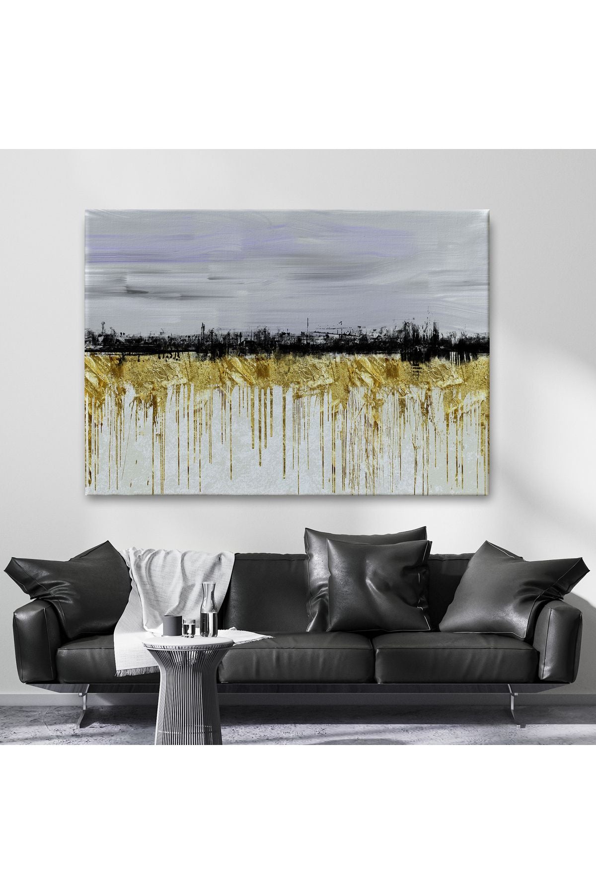 Gold Siyah ve Mavinin Müthiş Uyumu Modern Kanvas Tablo-5051