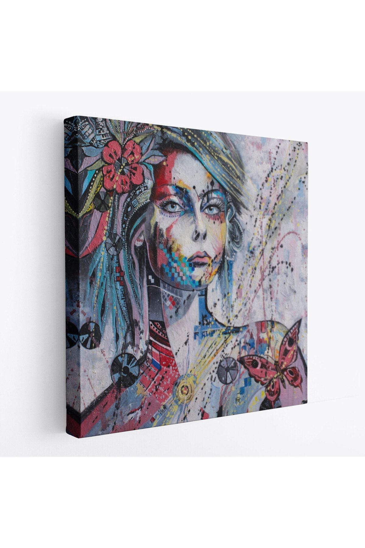 Çağdaş Tarz Kız Portresi Yağlıboya Görünüm Dekoratif Kanvas Duvar Tablosu-5829