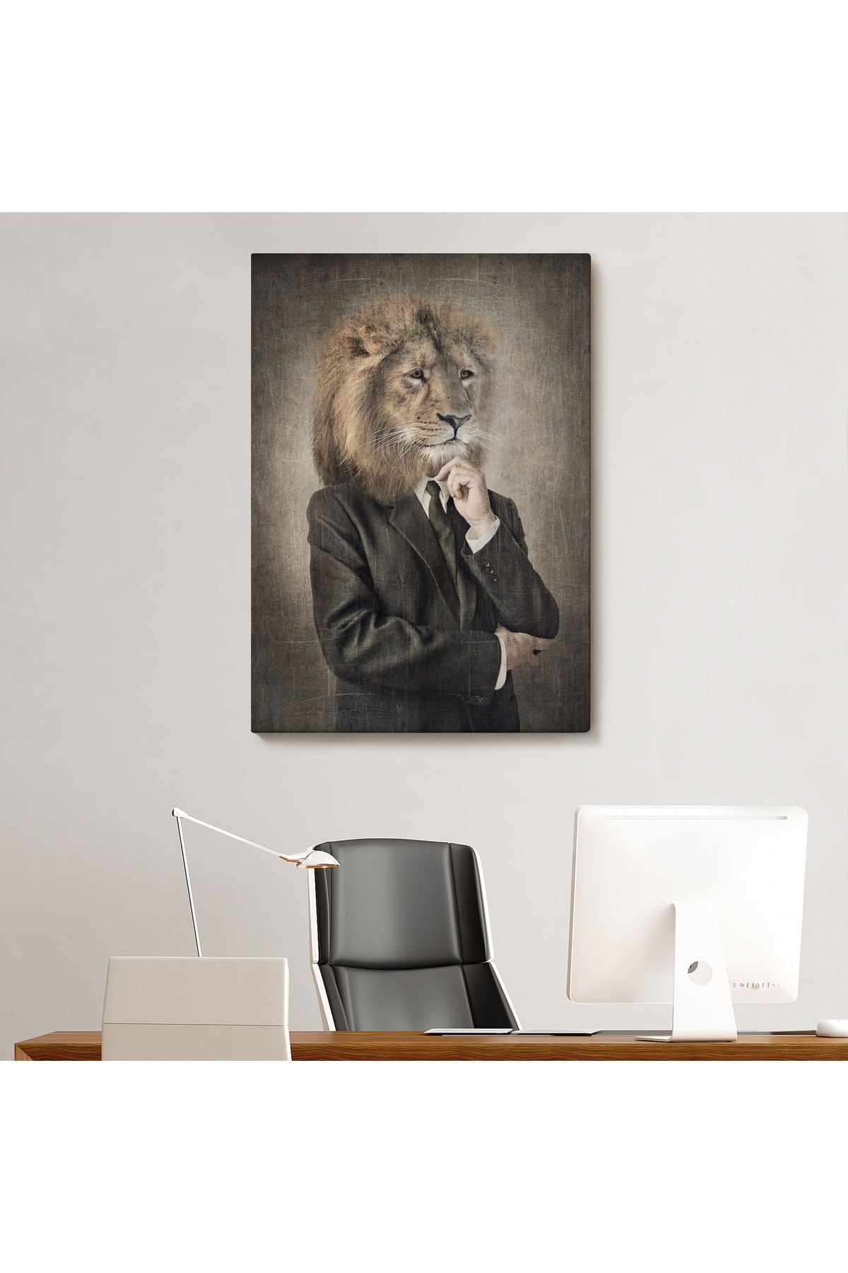 Özel Tasarım Aslan Kafalı İnsan Kanvas Tablo-4993