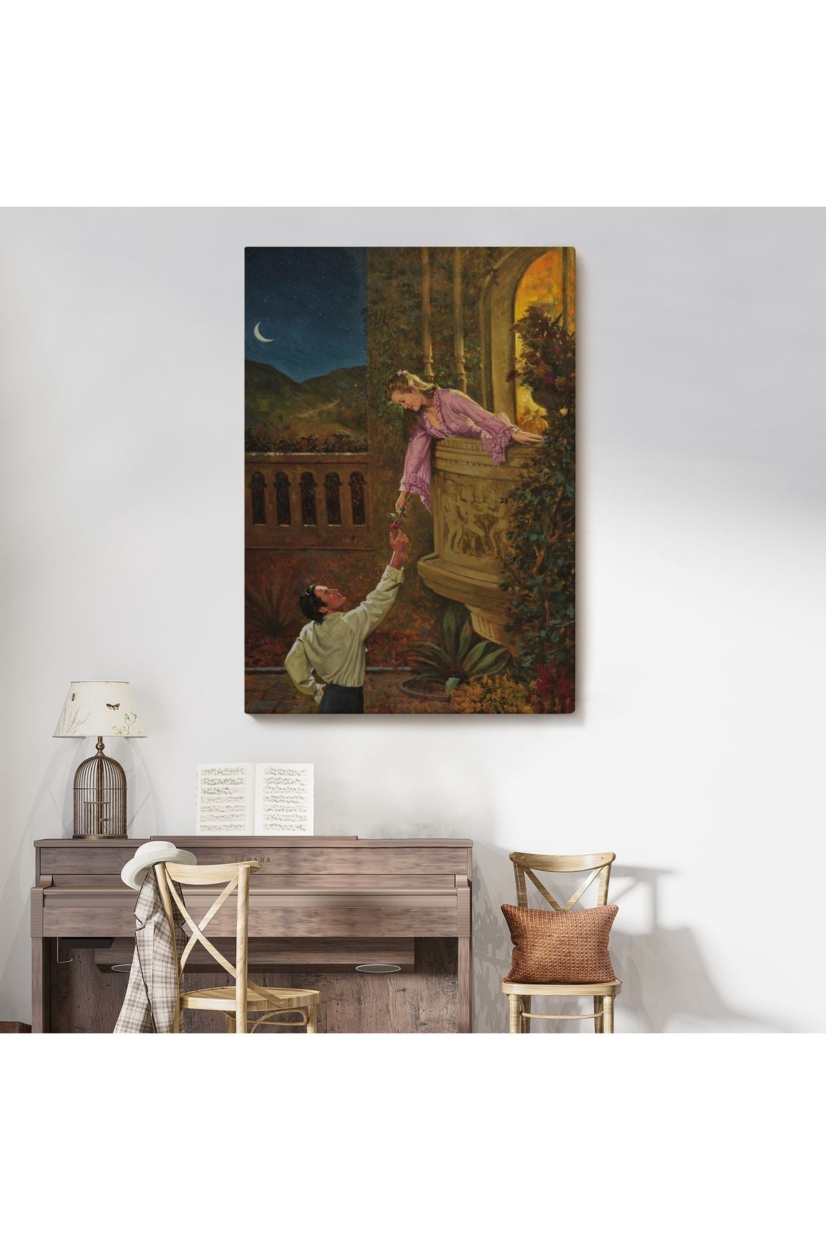 Sevgilisine Çiçek Veren Kadın Duvar Tablosu-6241