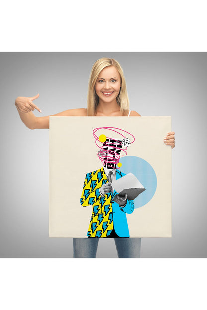 Çizgi Roman Kahramanı Kahvesini Yudumluyor Pop Art Kanvas Tablo-5800