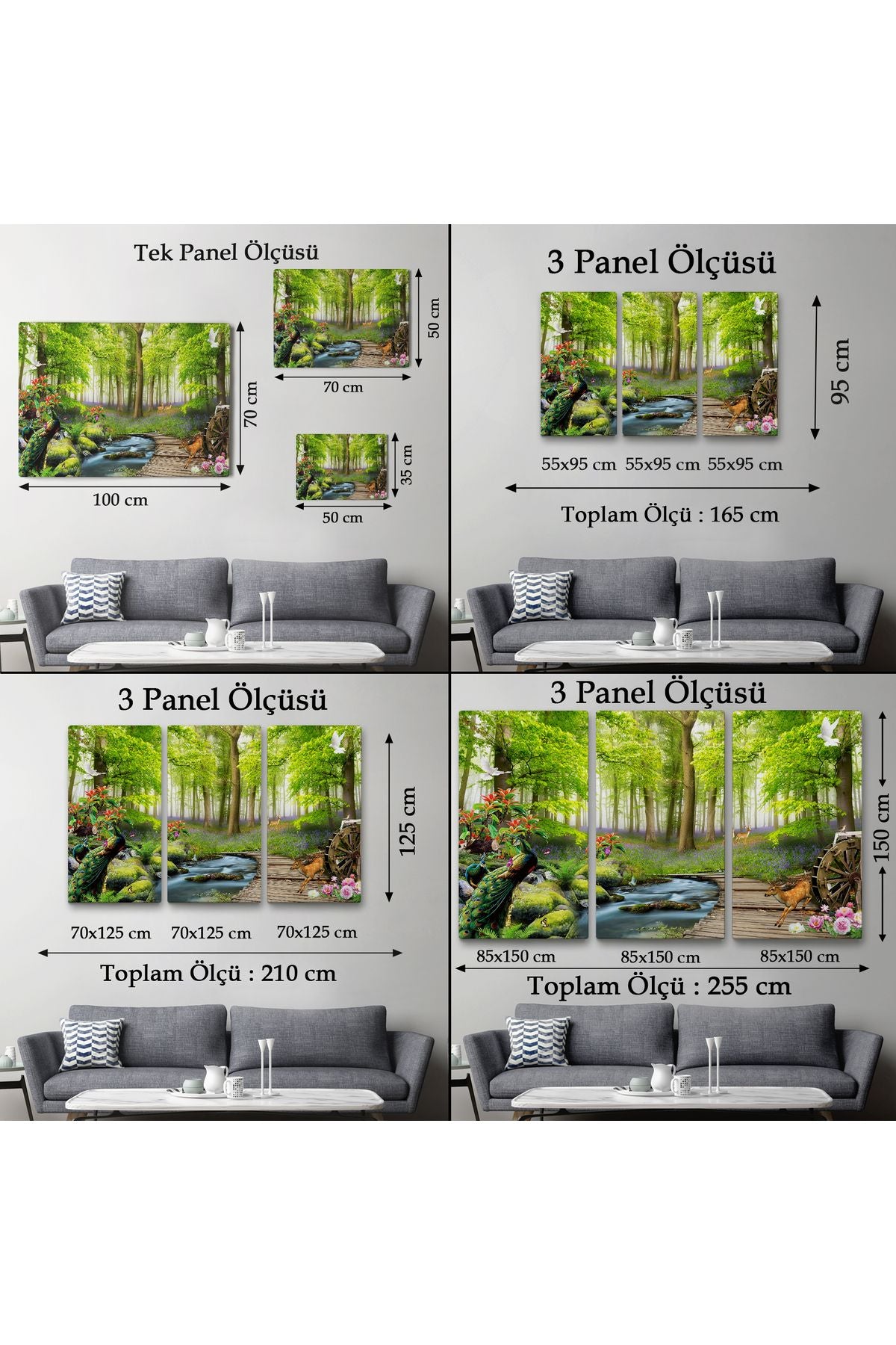 Ormandaki Hayvanlar Dekoratif Kanvas Duvar Tablosu-3713