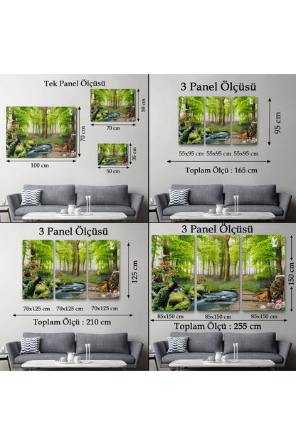 Ormandaki Hayvanlar Dekoratif Kanvas Duvar Tablosu-3713