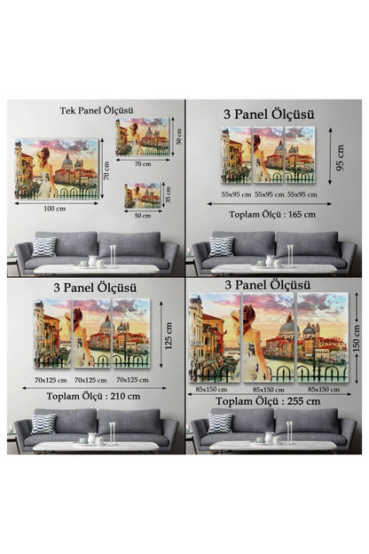 Kanvas, Duvar Tablosu, Dekoratif, Yağlıboya Görünüm Venedikte Kanala Bakan Kız 3590 EGKNV